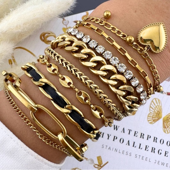 18K GOLD PLATED STAINLESS STEEL "HEARTS" BRACELET, INTENSITY - Picture 4 of 4